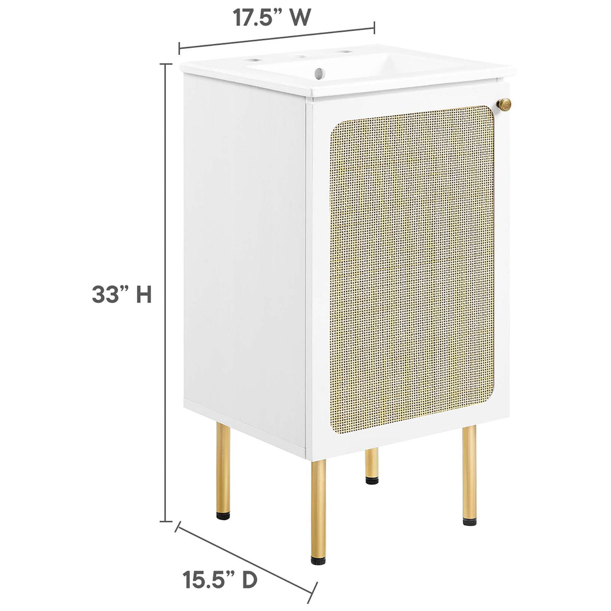 Dimensions: 17.5 W x 15.5 D x 33 H inches || EEI-6691-WHI-WHI || dimension_studio
