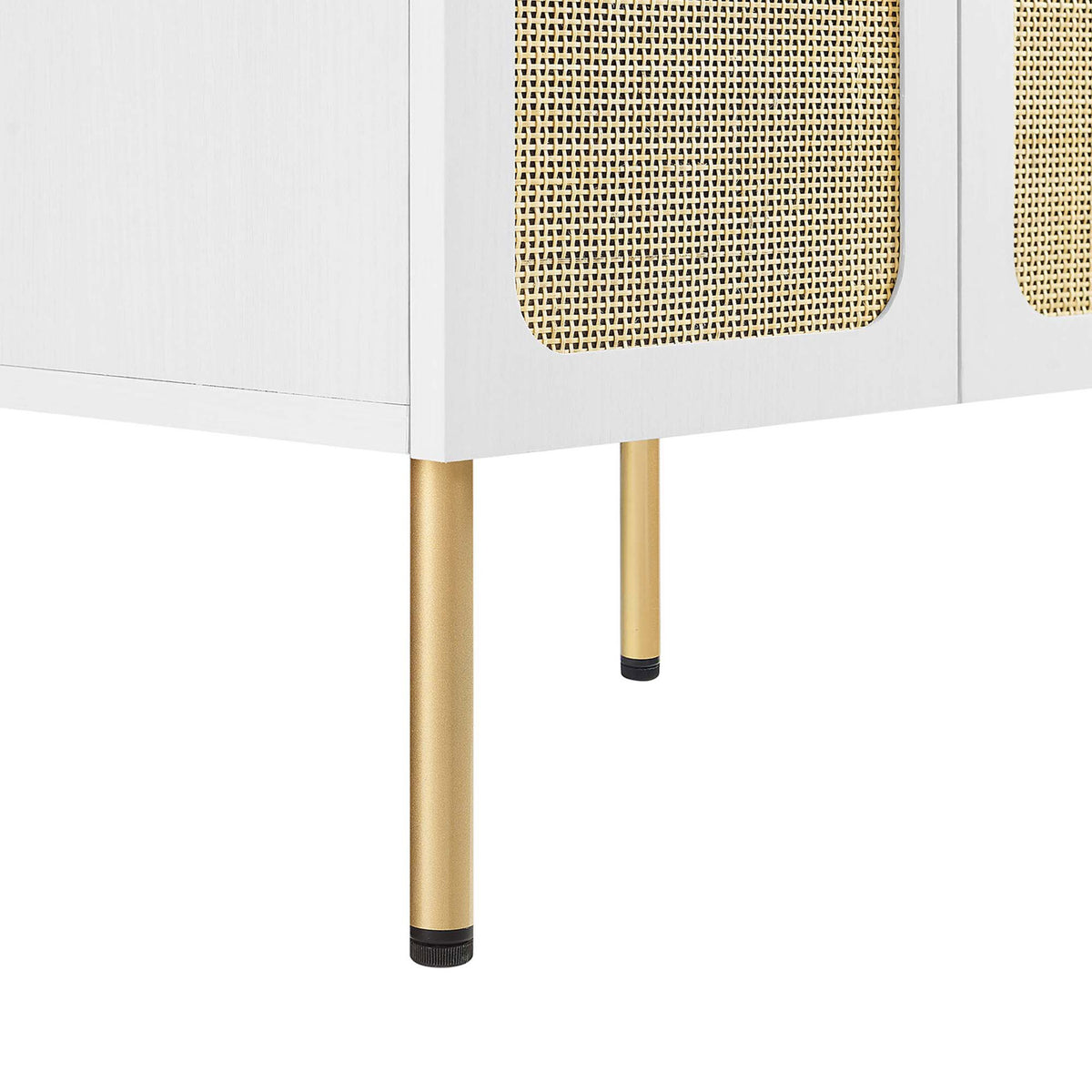 Brass-tone metal legs with adjustable feet provide stability and lift || EEI-6693-WHI-WHI || leg_studio