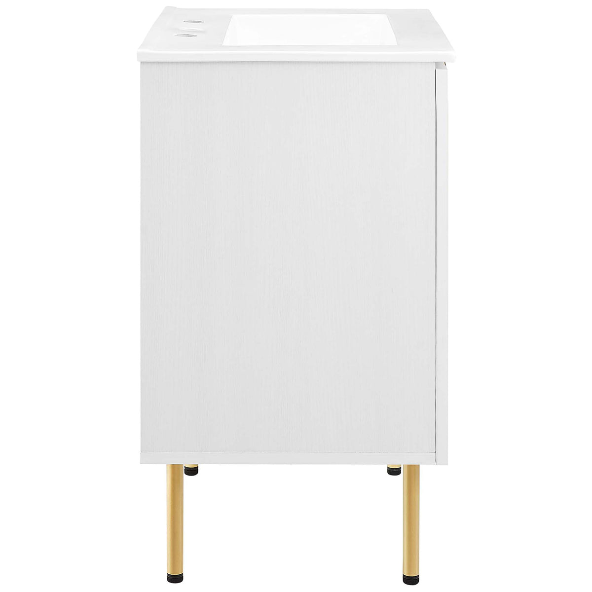 Clean-lined silhouette with slim brass-tone legs and integrated countertop || EEI-6693-WHI-WHI || side_studio