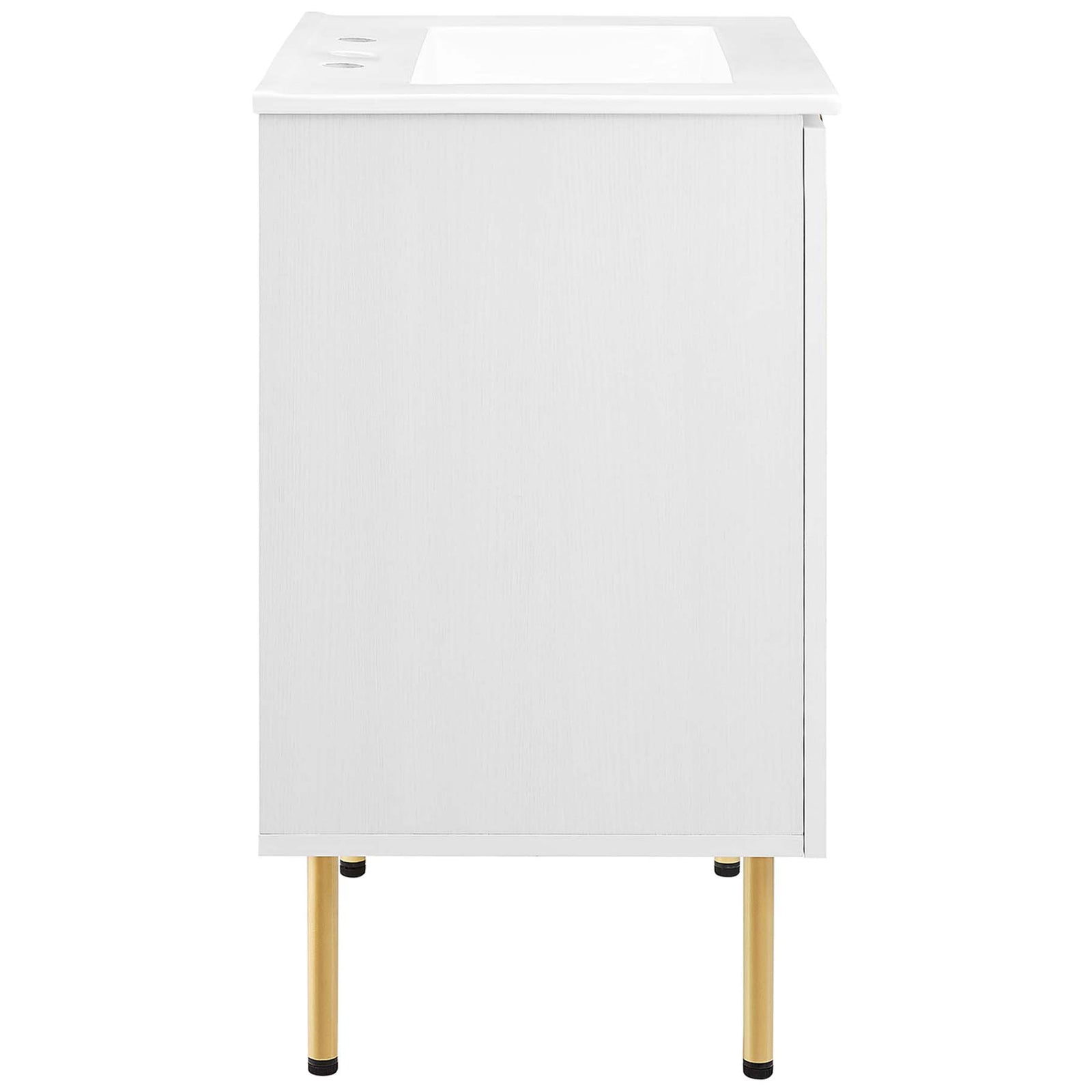 Clean-lined silhouette with slim brass-tone legs and integrated countertop || EEI-6693-WHI-WHI || side_studio