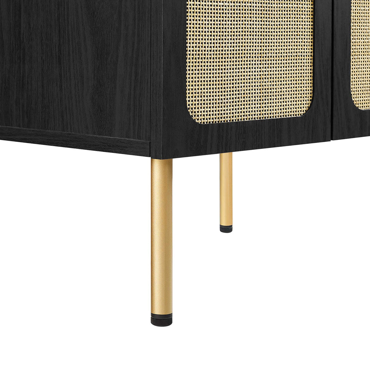 Gold-finish round legs with adjustable feet add height and a modern touch || EEI-6694-BLK-BLK || leg_studio