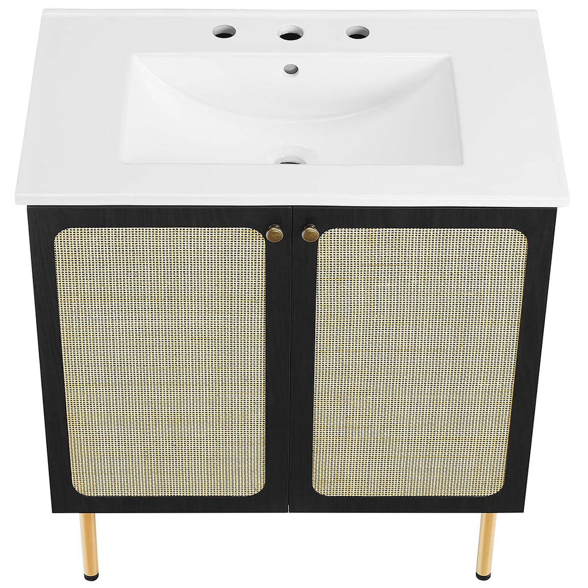 Deep basin and raised edges keep water neatly contained || EEI-6695-BLK-WHI || top_angle_studio