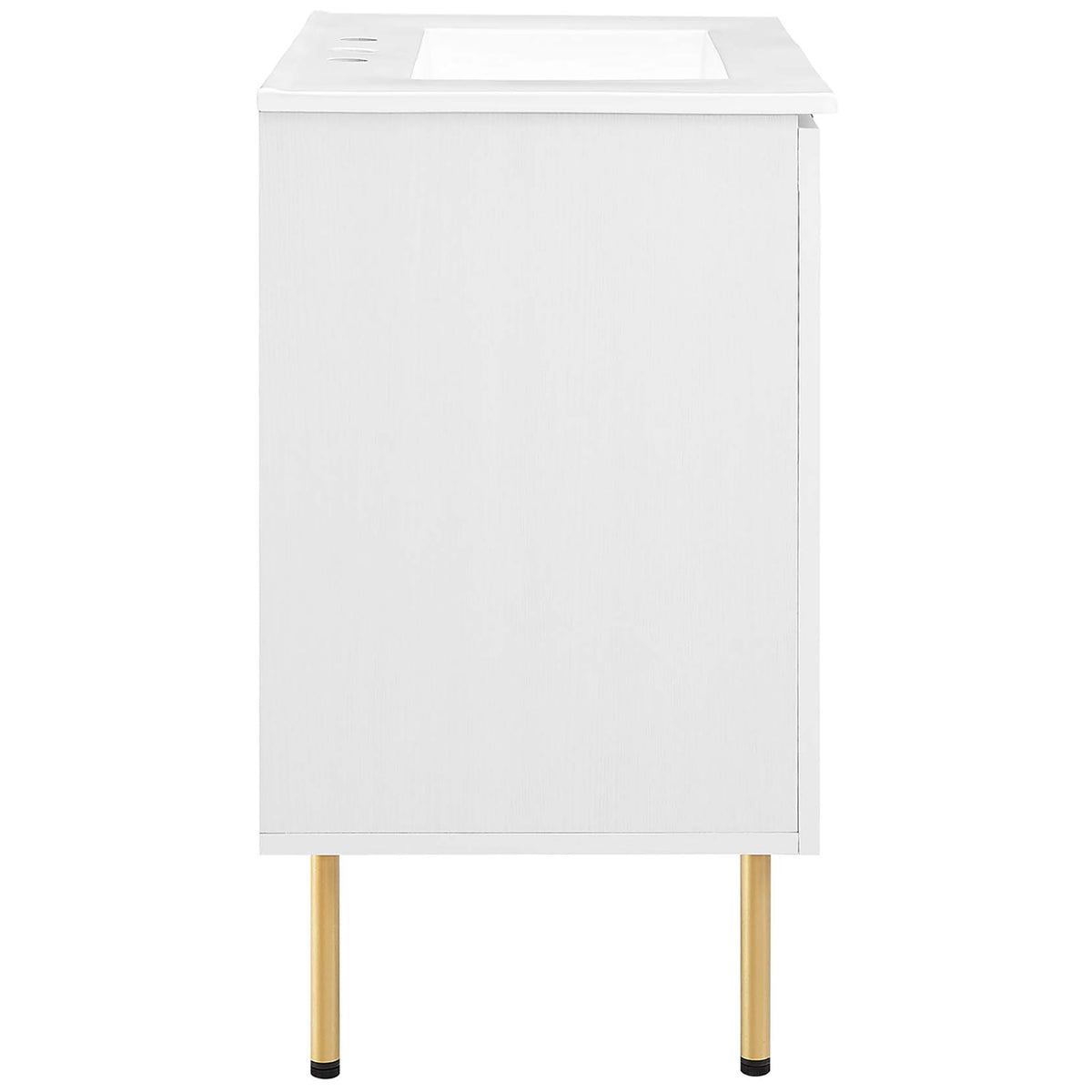 Streamlined side silhouette with elevated legs and integrated countertop || EEI-6695-WHI-WHI || side_studio