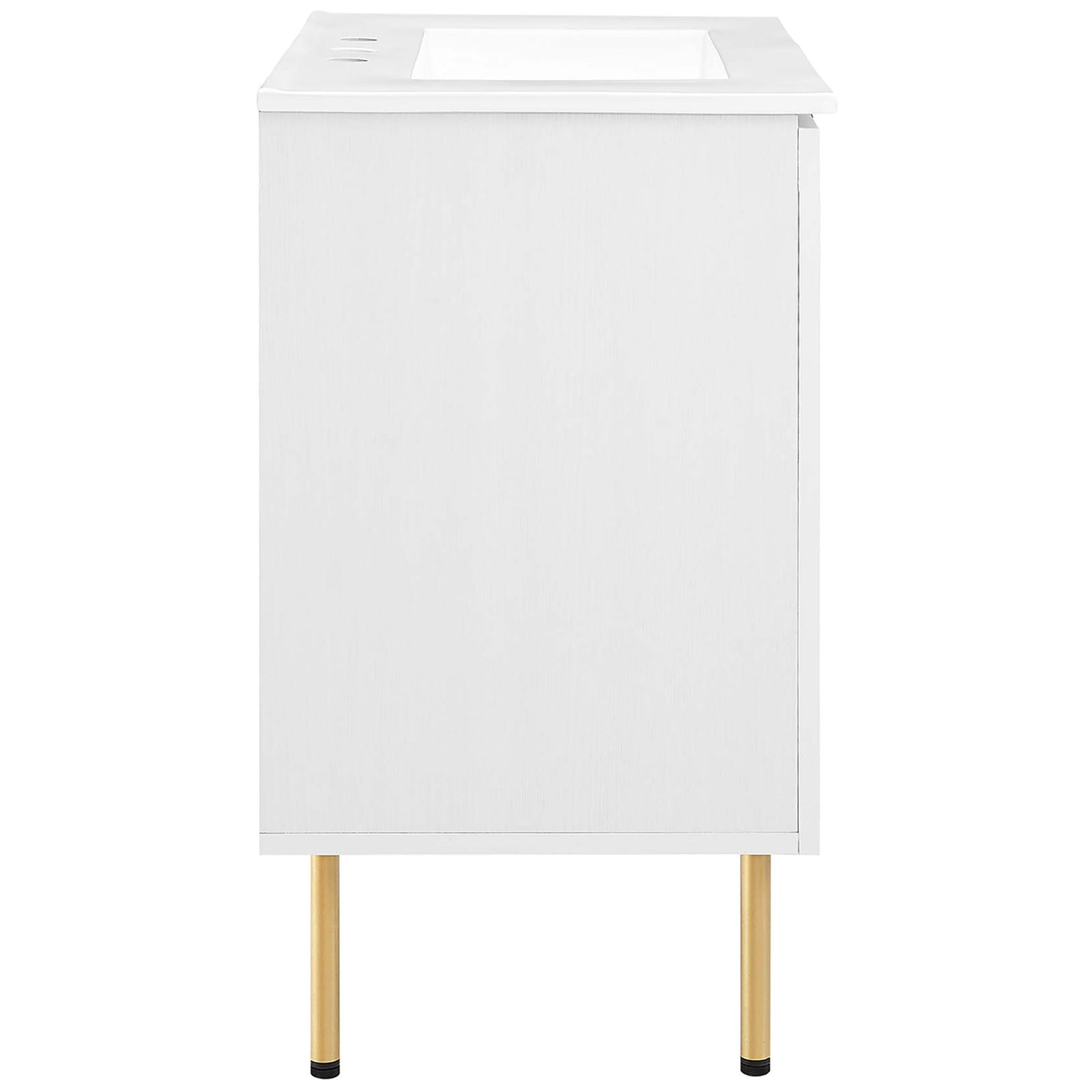 Streamlined side silhouette with elevated legs and integrated countertop || EEI-6695-WHI-WHI || side_studio