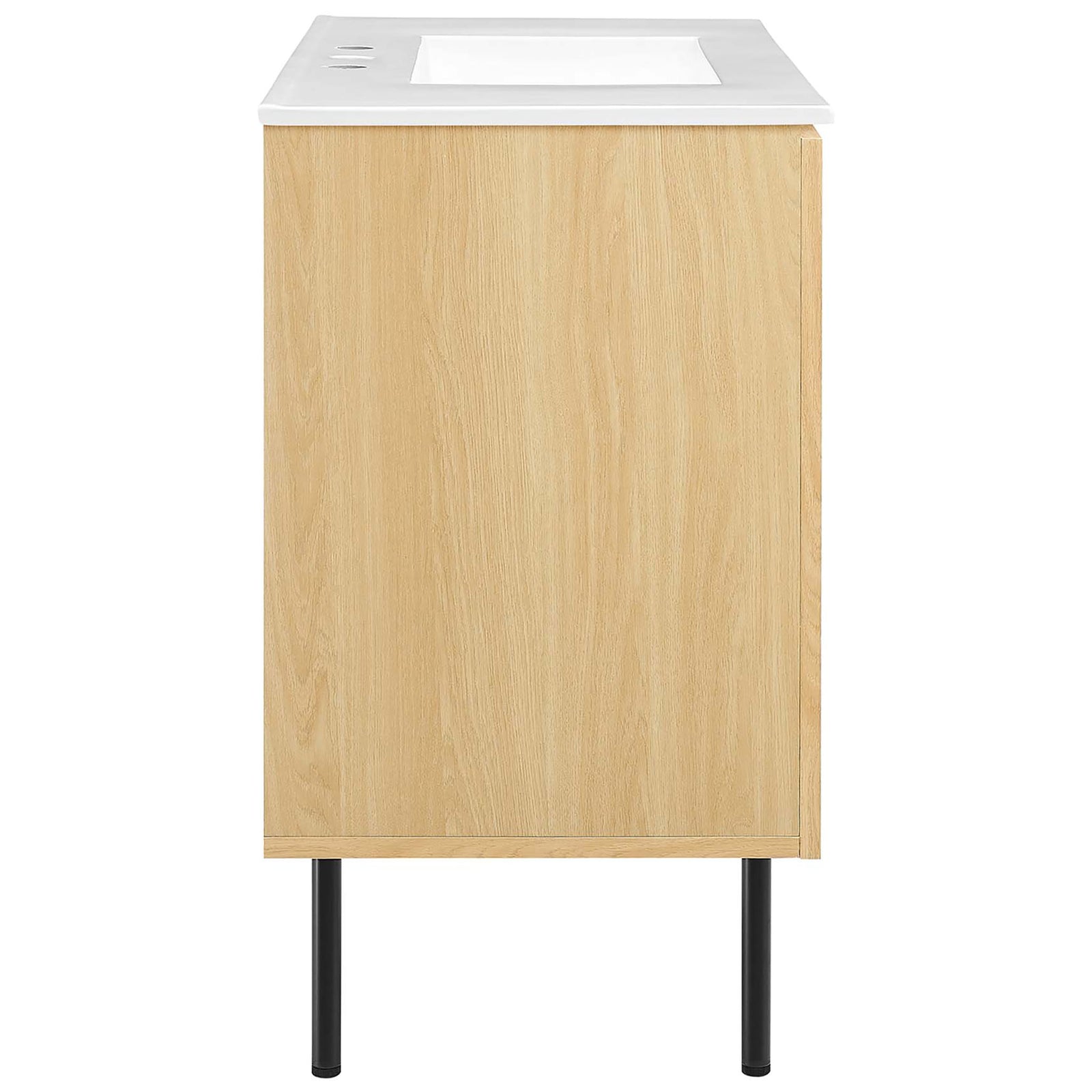 Sleek side profile in oak grain with slim black legs || EEI-6697-OAK-WHI || side_studio