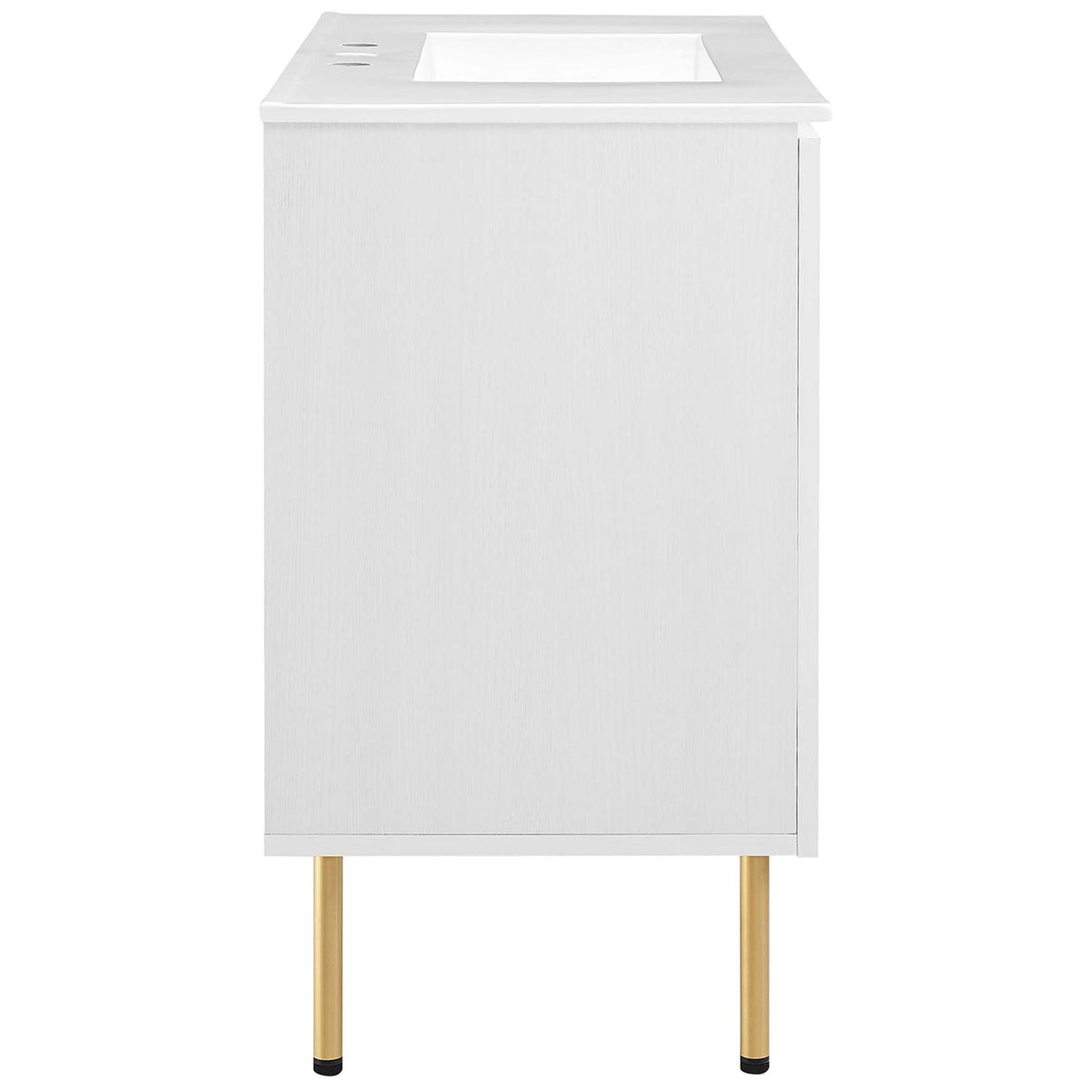 Minimalist side profile with slim legs and crisp integrated countertop || EEI-6697-WHI-WHI || side_studio