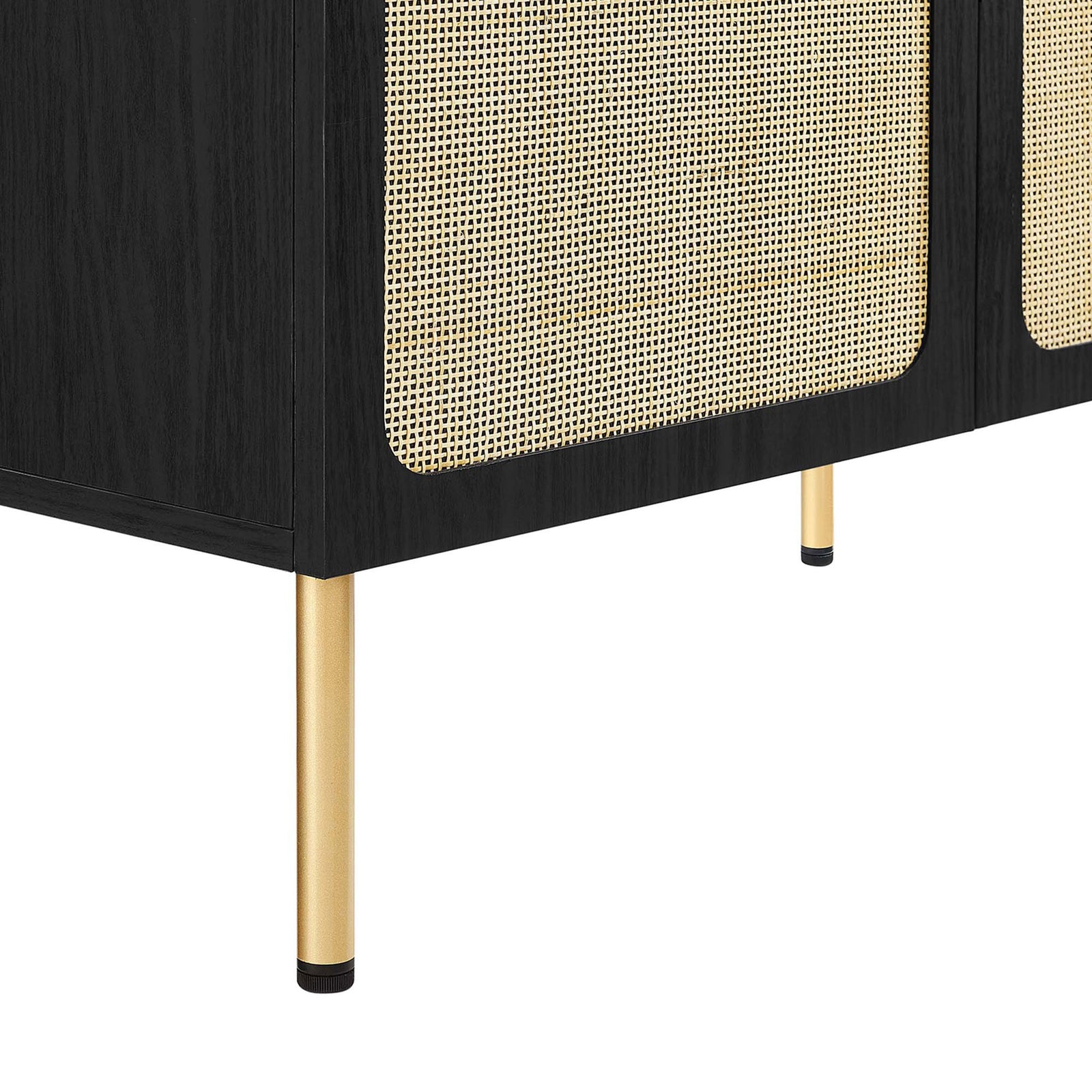 Gold-finish cylindrical legs with adjustable feet for stability || EEI-6698-BLK-BLK || leg_studio