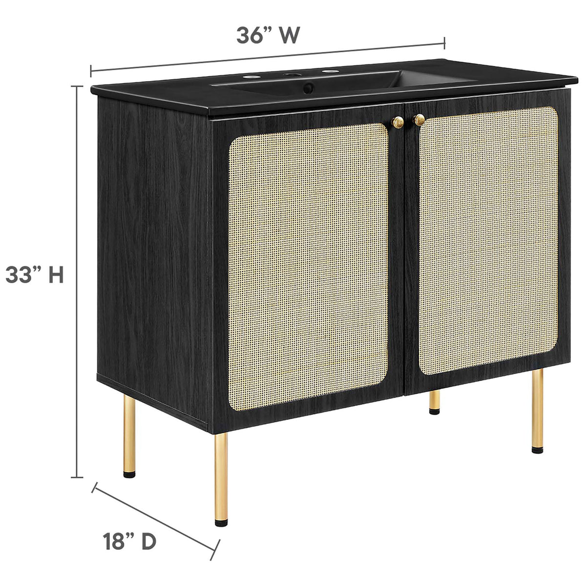 Expansive silhouette delivers airy cane texture and bold black finish || EEI-6698-BLK-BLK || dimension_studio
