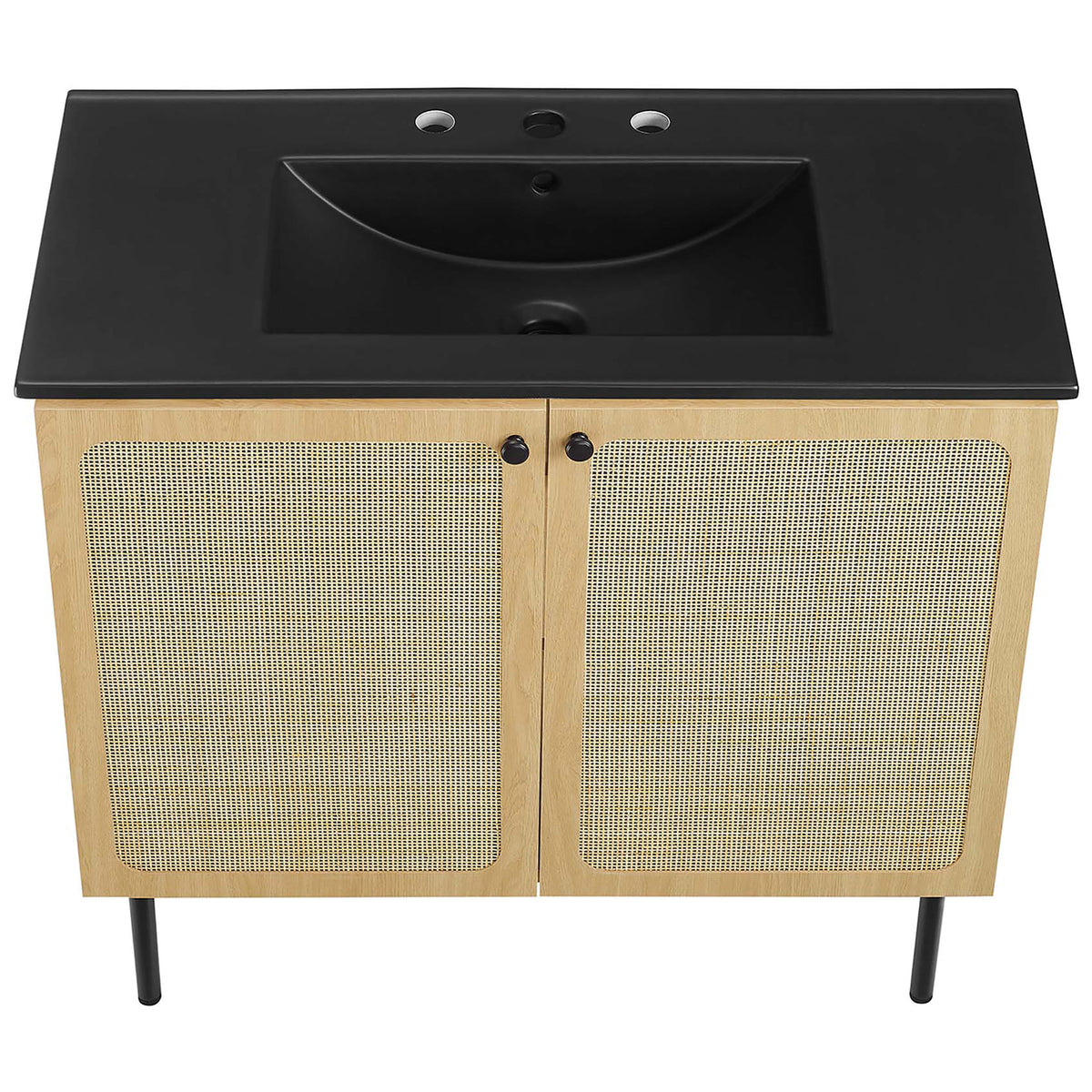 Expansive sink surface offers everyday convenience with integrated basin. || EEI-6698-OAK-BLK || top_angle_studio