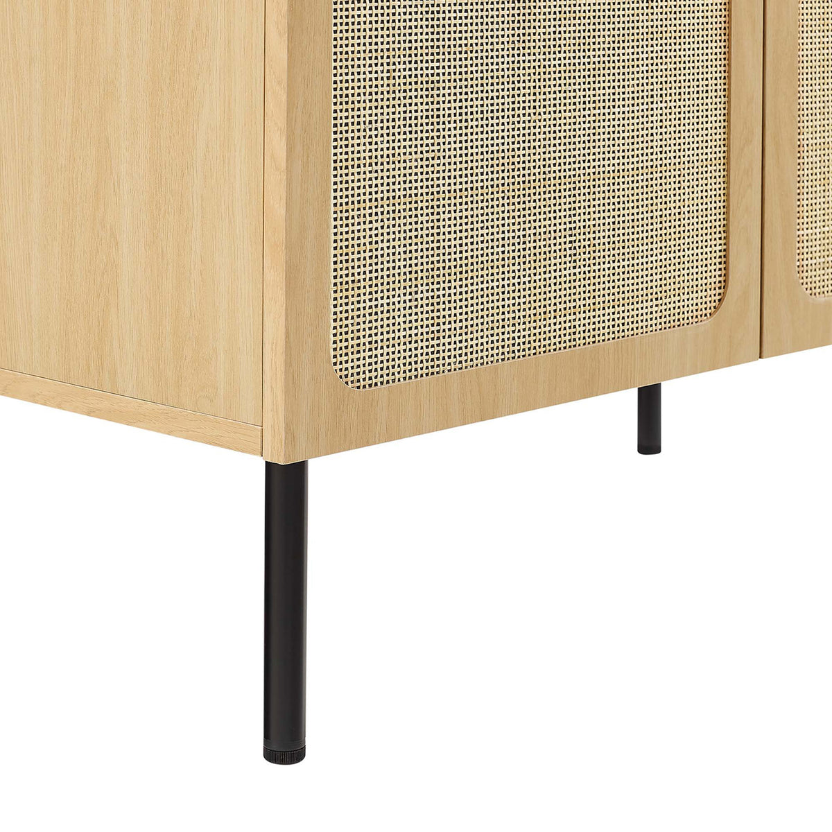 Slim metal legs lend modern lift and durable support. || EEI-6698-OAK-BLK || leg_studio