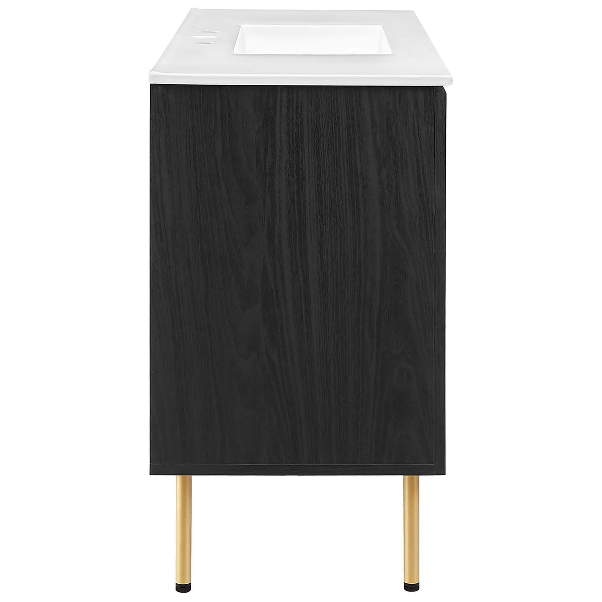 Rich wood grain sides pair with gleaming brass-tone legs for a modern look || EEI-6699-BLK-WHI || side_studio