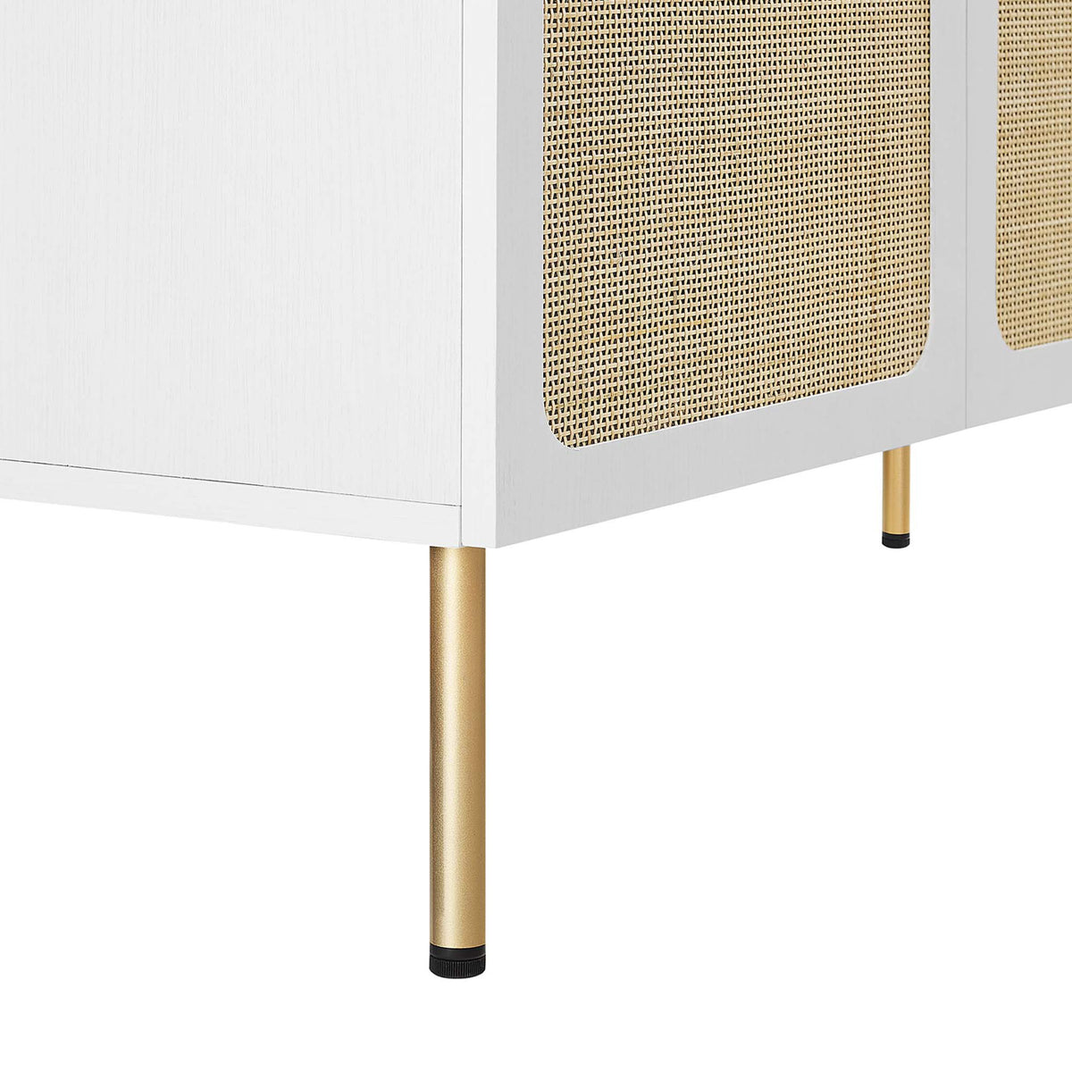 Slim gold-finished legs with adjustable feet add modern lift and stability || EEI-6699-WHI-WHI || leg_studio