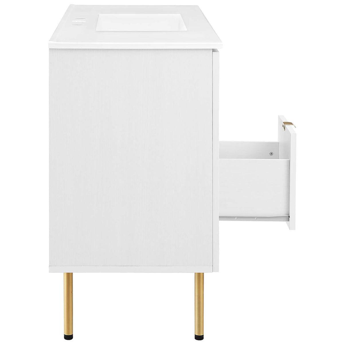 Easy-glide center drawer extends for quick, convenient storage access || EEI-6699-WHI-WHI || side_open_studio