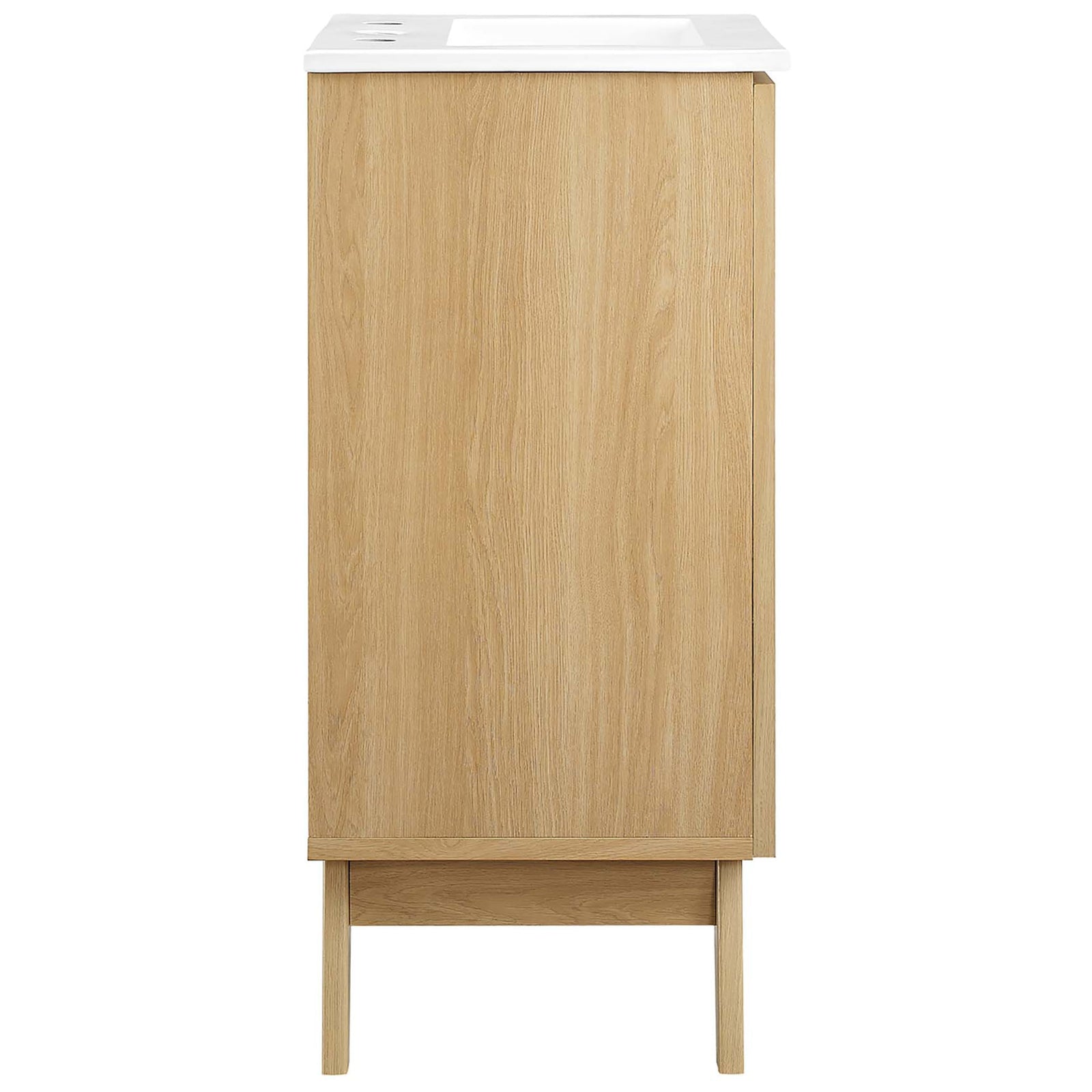 Streamlined oak profile with smooth wood grain and tapered base || EEI-6711-OAK-WHI || side_studio