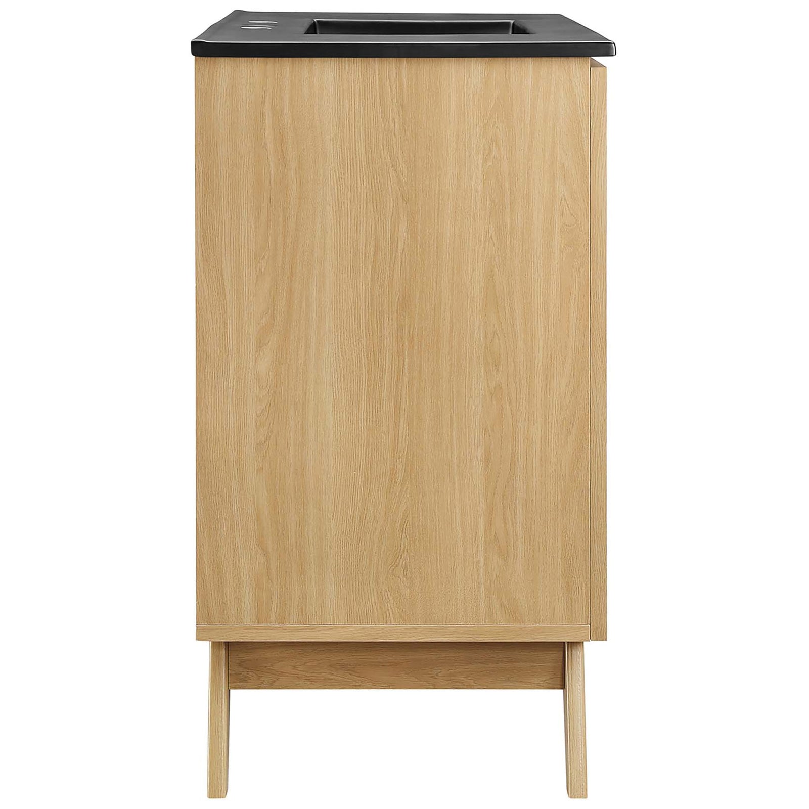 Clean-lined casework and splayed legs deliver timeless mid-century character || EEI-6718-OAK-BLK || side_studio