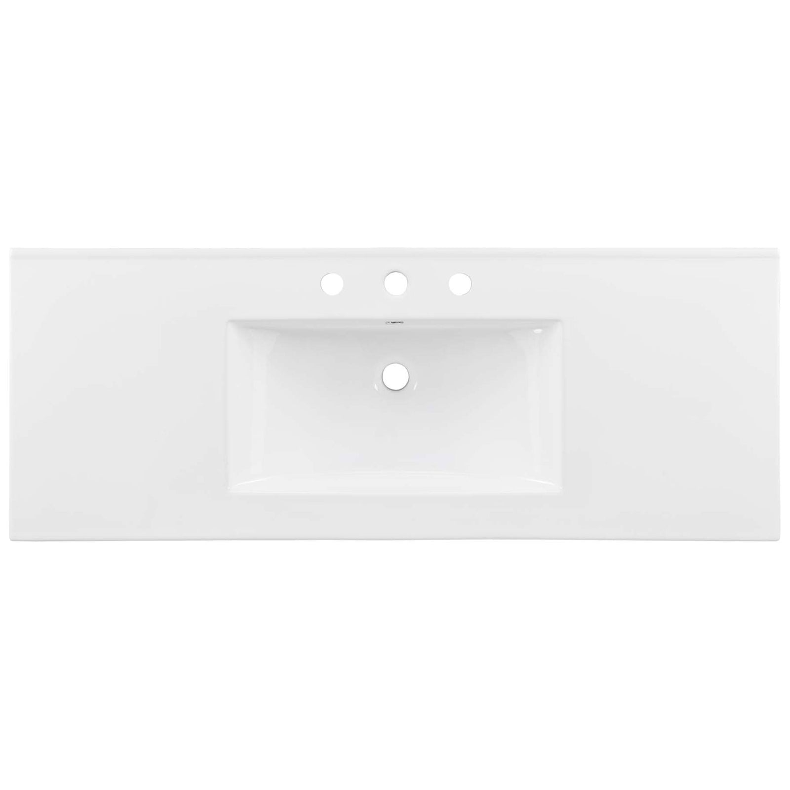 Rectangular ceramic sink top with pre-drilled three-hole faucet spacing || EEI-6719-OAK-WHI || top_partial_studio