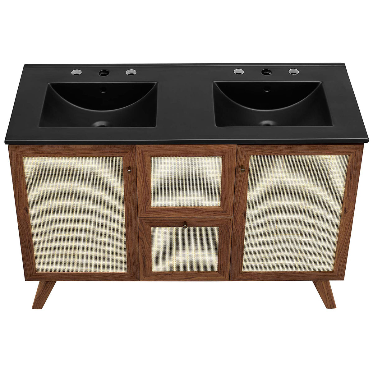 Generous double sink surface with ample counter space for daily essentials || EEI-6722-WAL-BLK || top_studio