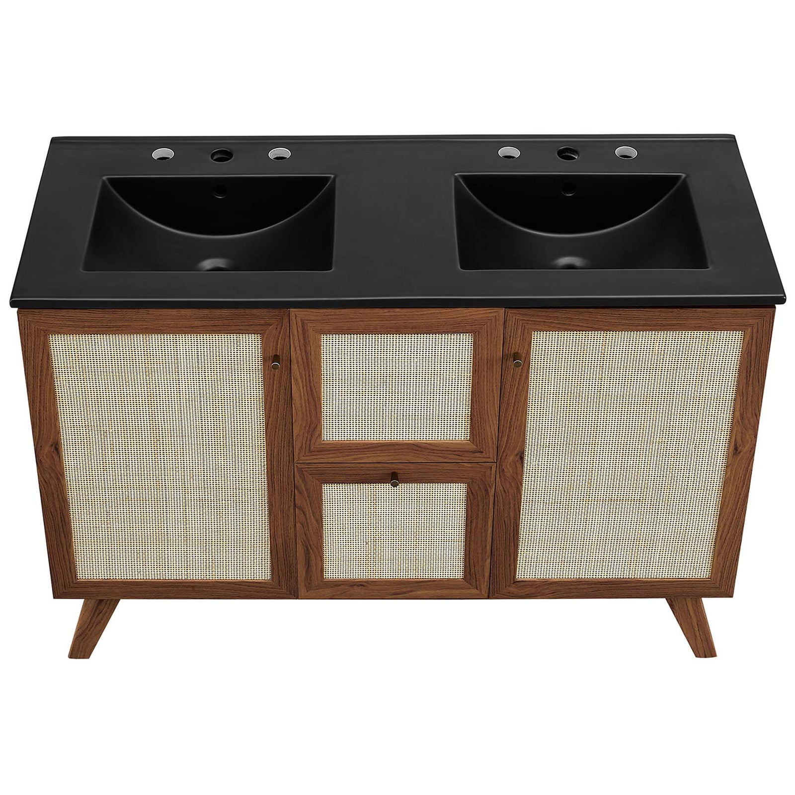 Generous double sink surface with ample counter space for daily essentials || EEI-6722-WAL-BLK || top_studio
