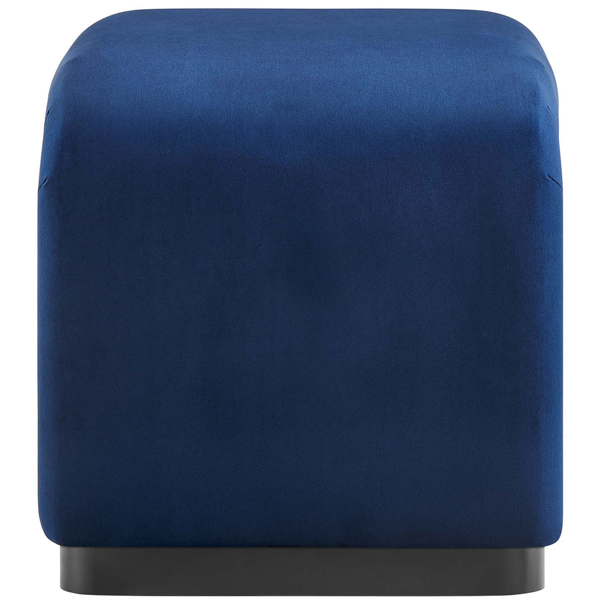 Sculptural profile in midnight blue shows thick cushioning and tailored seams || EEI-6733-BLK-MID || side_studio
