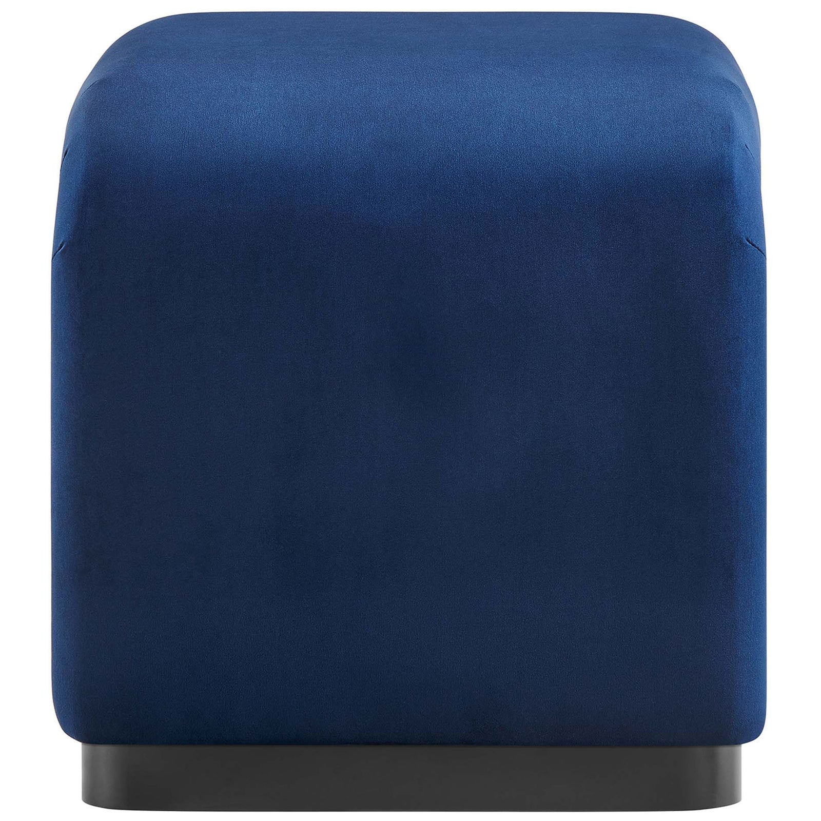 Sculptural profile in midnight blue shows thick cushioning and tailored seams || EEI-6733-BLK-MID || side_studio