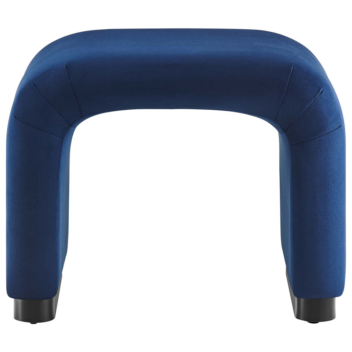 Waterfall silhouette stool in midnight blue performance velvet with plush, rounded edges || EEI-6733-BLK-MID || front_studio