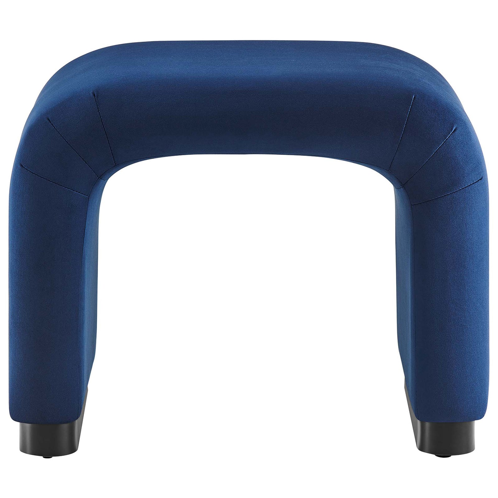 Waterfall silhouette stool in midnight blue performance velvet with plush, rounded edges || EEI-6733-BLK-MID || front_studio