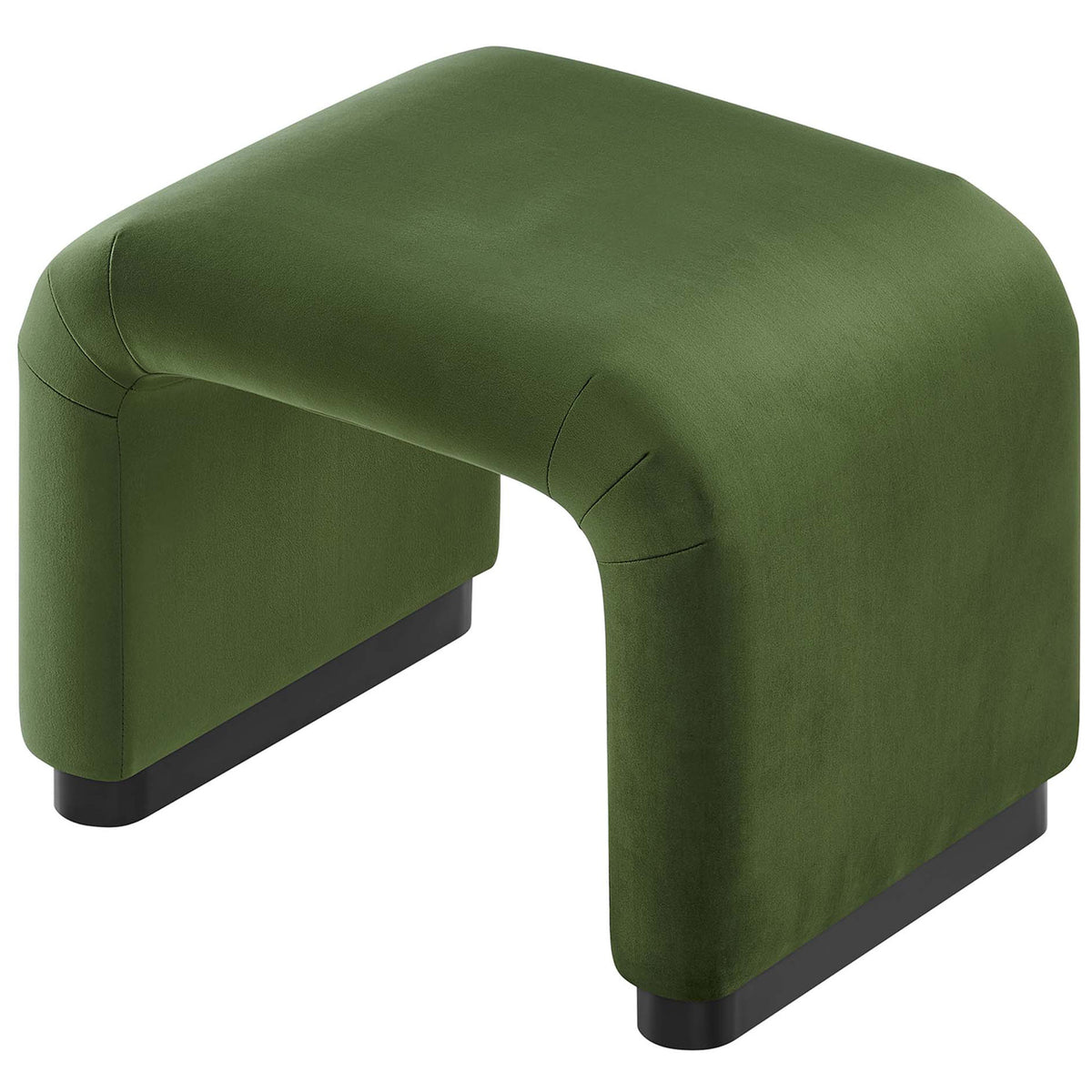 Versatile stool doubles as a side table with smooth curves and tailored seam accents || EEI-6733-BLK-MOS || front_angle_studio