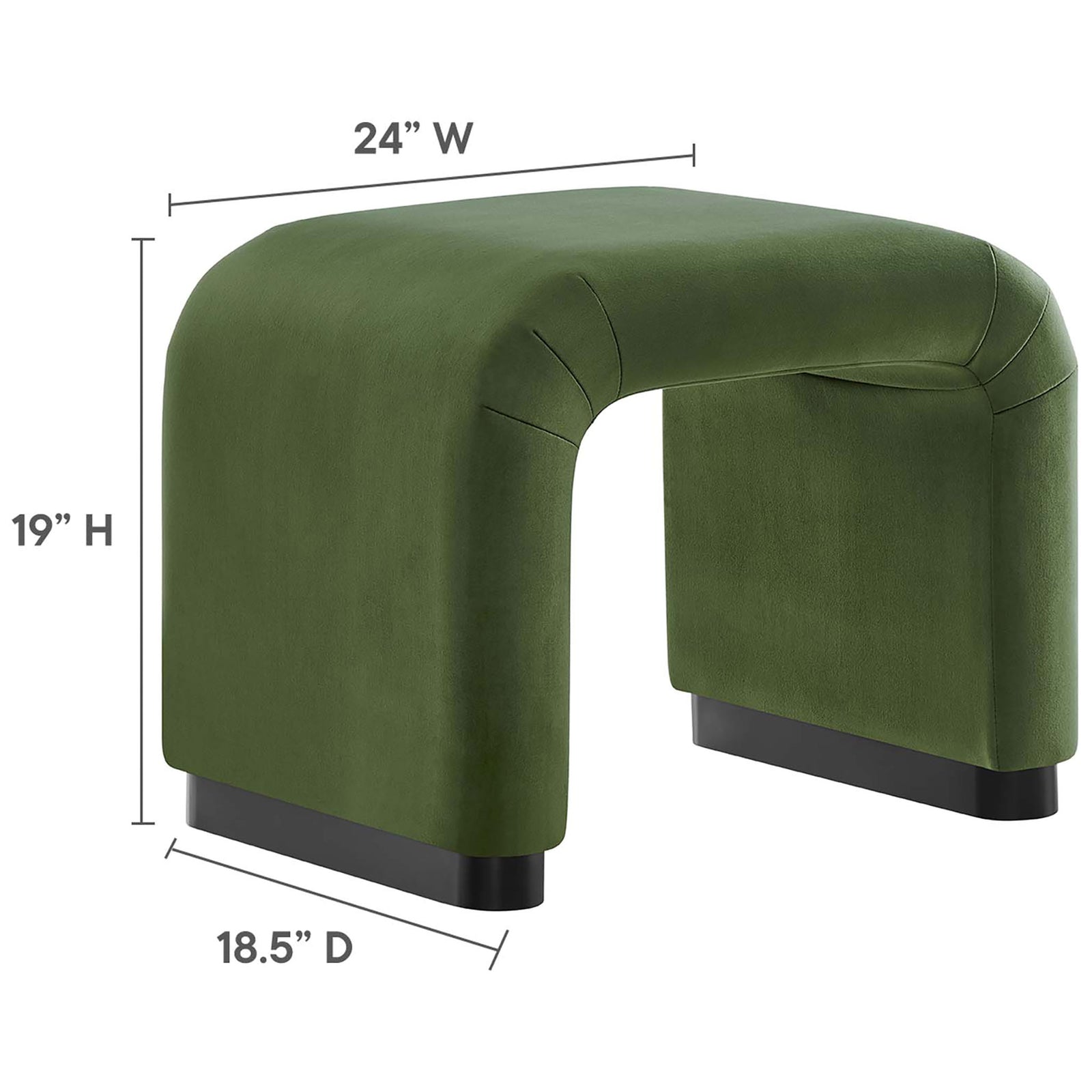 Compact design sized 24 W x 19 H x 18.5 D for flexible seating or table use || EEI-6733-BLK-MOS || dimension_studio