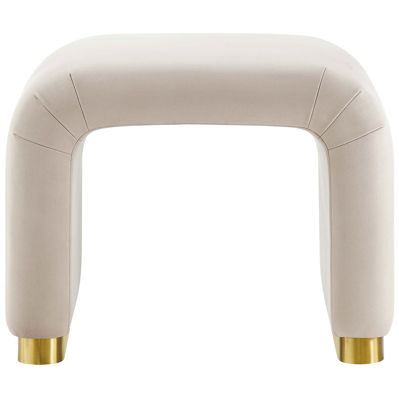 U-shaped waterfall stool in performance velvet with a sleek brass base for modern warmth || EEI-6733-BRA-ALM || front_studio