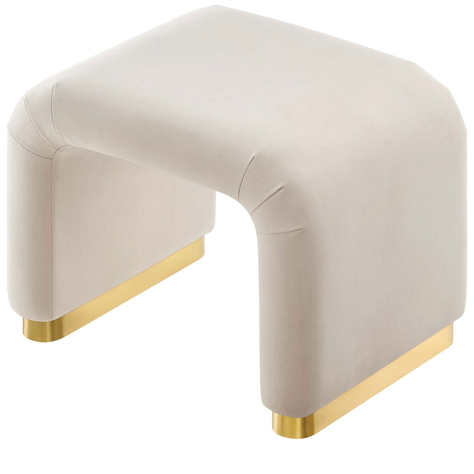 Generous seat in soft performance velvet crowned by rounded edges for a sculptural look || EEI-6733-BRA-ALM || top_angle_studio