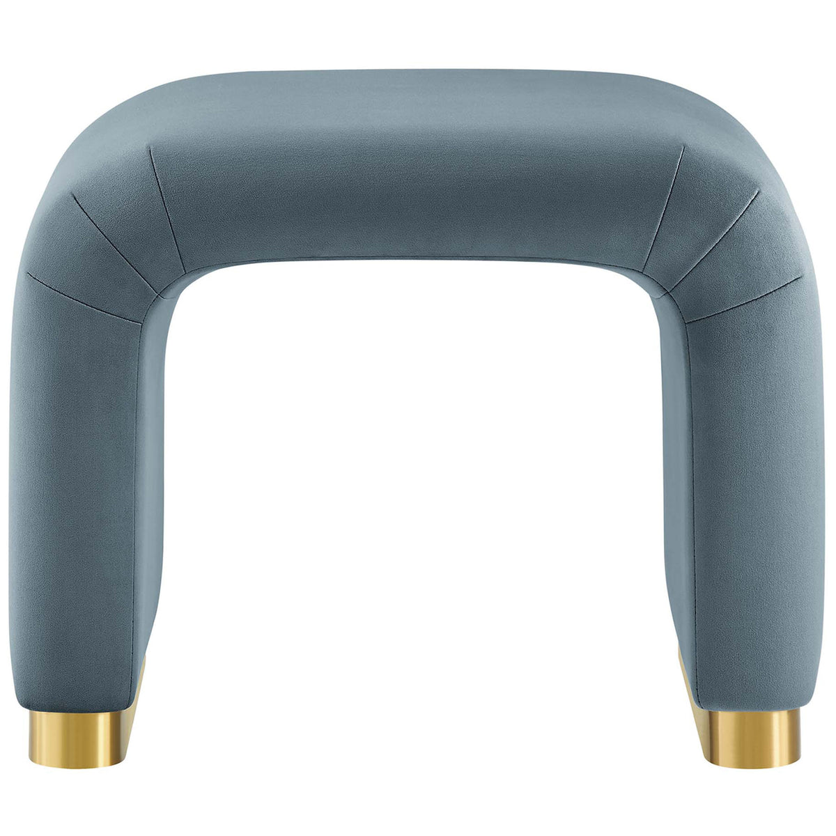 Contoured U-shaped design showcases soft performance velvet and a sturdy metal base in warm brass || EEI-6733-BRA-CAB || front_studio