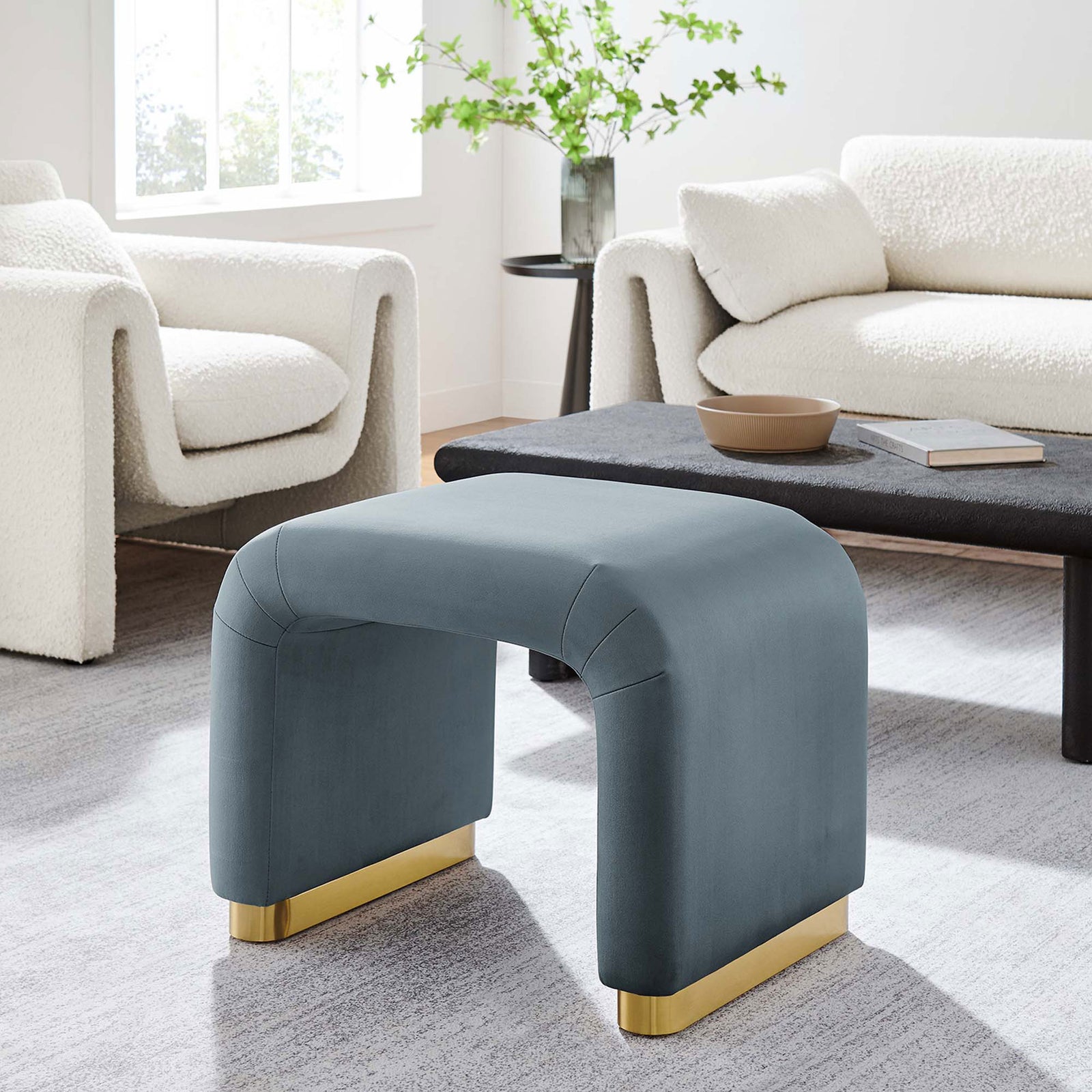 Versatile stool pairs effortlessly with contemporary furnishings for a chic lounge look || EEI-6733-BRA-CAB || front_angle_room