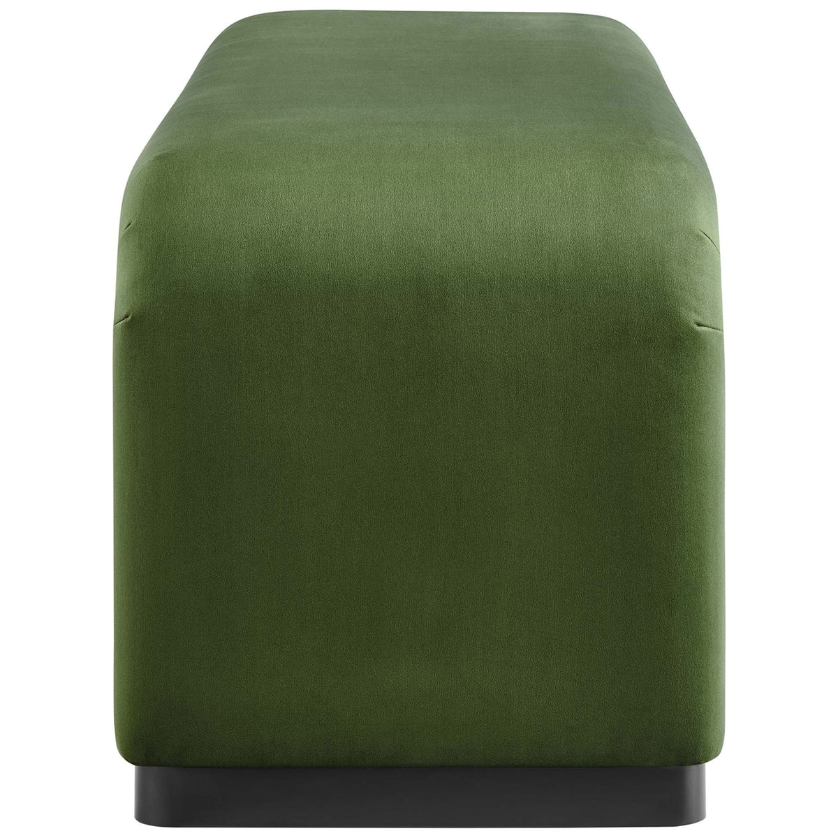 Rounded end profile showcases the smooth waterfall silhouette and plush, stain-resistant velvet upholstery || EEI-6734-BLK-MOS || side_studio