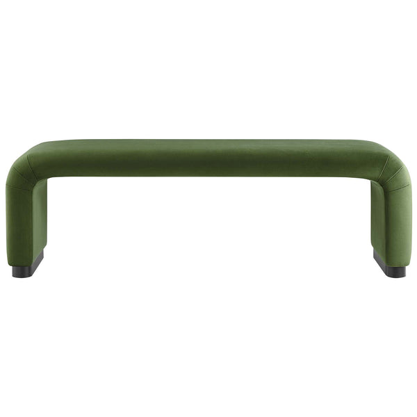 Wide 59.5-inch seat with seamless curves and dense foam cushioning for luxe, supportive seating || EEI-6734-BLK-MOS || front_studio