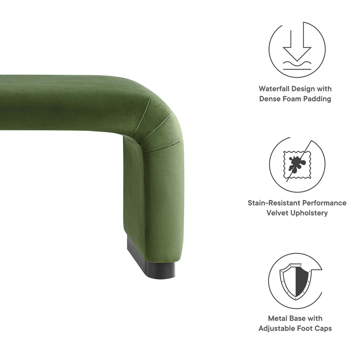 Dense foam, performance velvet, and a sturdy metal base deliver comfort, durability, and polish || EEI-6734-BLK-MOS || callout_studio