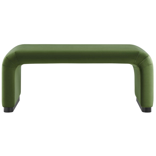 Modern black moss green velvet ottoman with generous seat, tailored seams, and a smooth waterfall profile || EEI-6735-BLK-MOS || front_studio