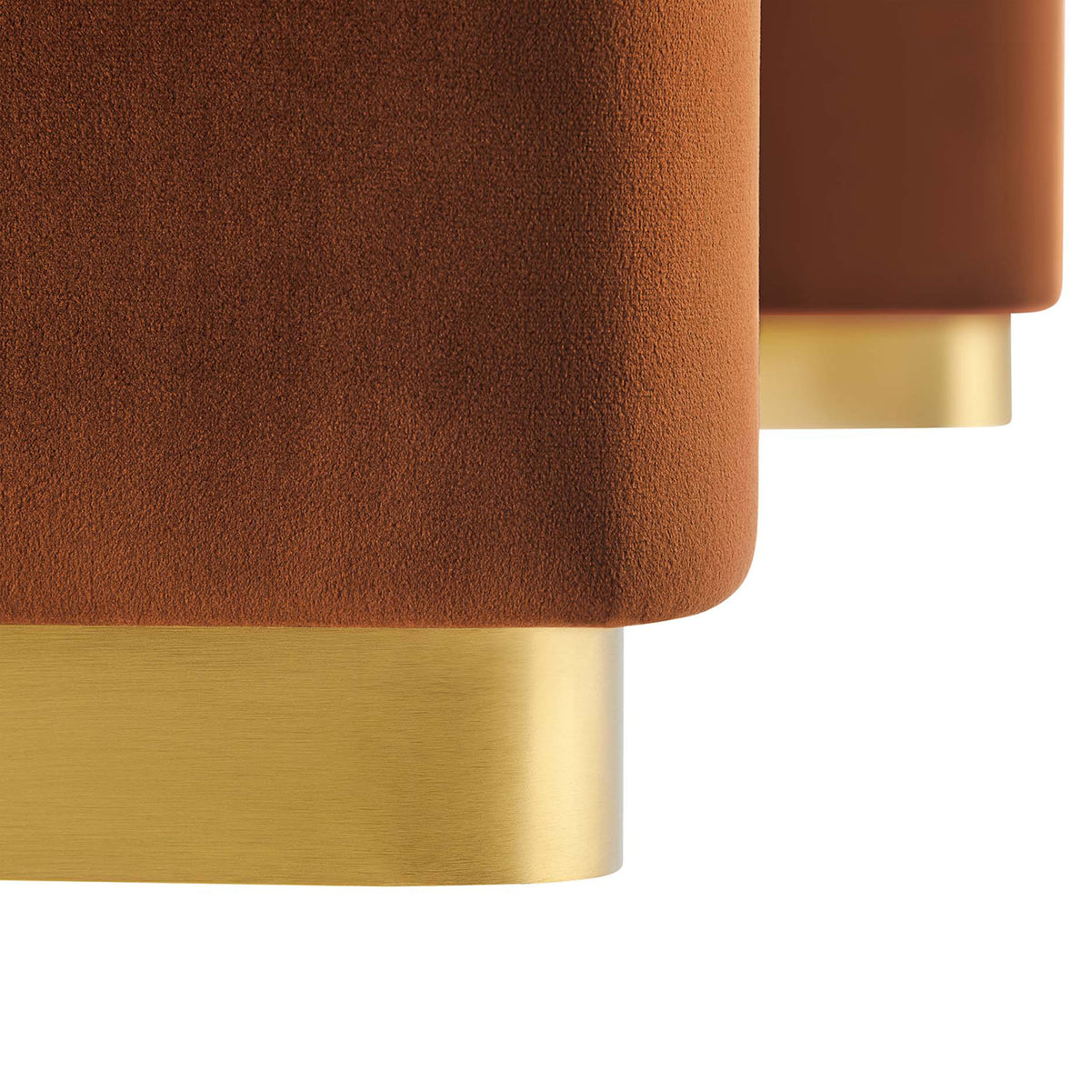 Luxurious brass rust velvet upholstery meeting a brushed gold base for a refined modern finish || EEI-6735-BRA-RUS || detail_studio