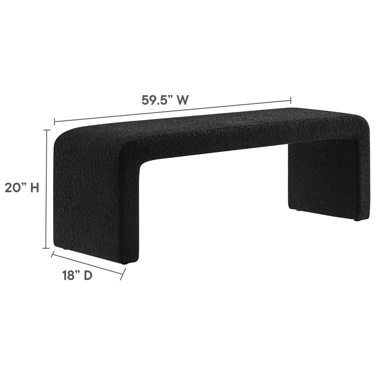 Sized for versatility at 59.5 in W x 18 in D x 20 in H to anchor an entryway, living room, or bedroom || EEI-6736-BLK || dimension_studio