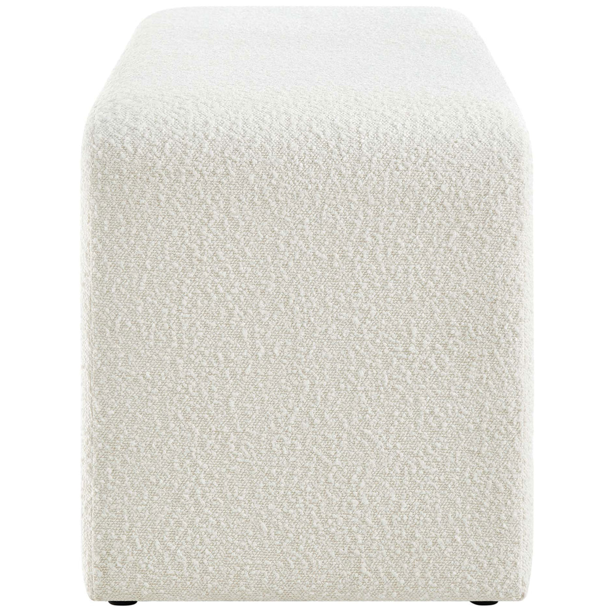 Sculptural waterfall base wrapped in textured ivory boucle for a tactile, refined finish || EEI-6736-IVO || side_studio