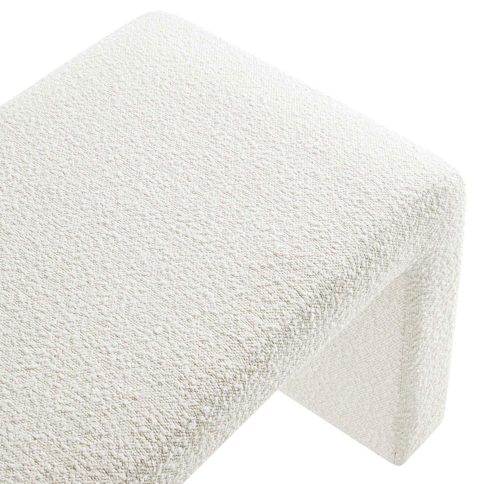 Nubby ivory boucle and smooth radius corner create a cozy, tactile feel || EEI-6736-IVO || detail_studio