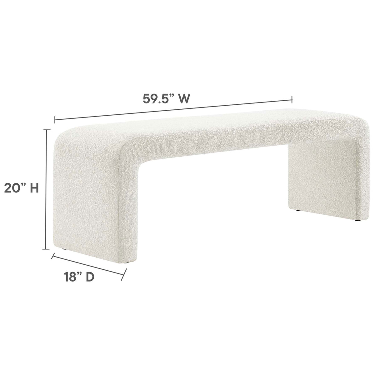 Sized for versatility at 59.5 in W x 18 in D x 20 in H || EEI-6736-IVO || dimension_studio