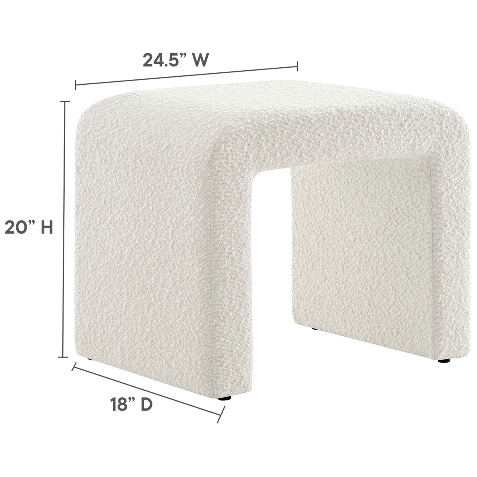 Dimensions: 24.5 in W x 18 in D x 20 in H for a compact, versatile accent stool || EEI-6737-IVO || dimension_studio