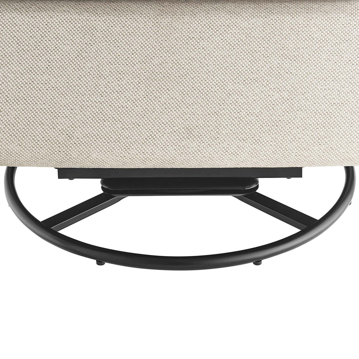 Sturdy black metal swivel and glider base adds smooth, stable motion to the clean-lined lounge chair || EEI-6738-OAT || leg_studio