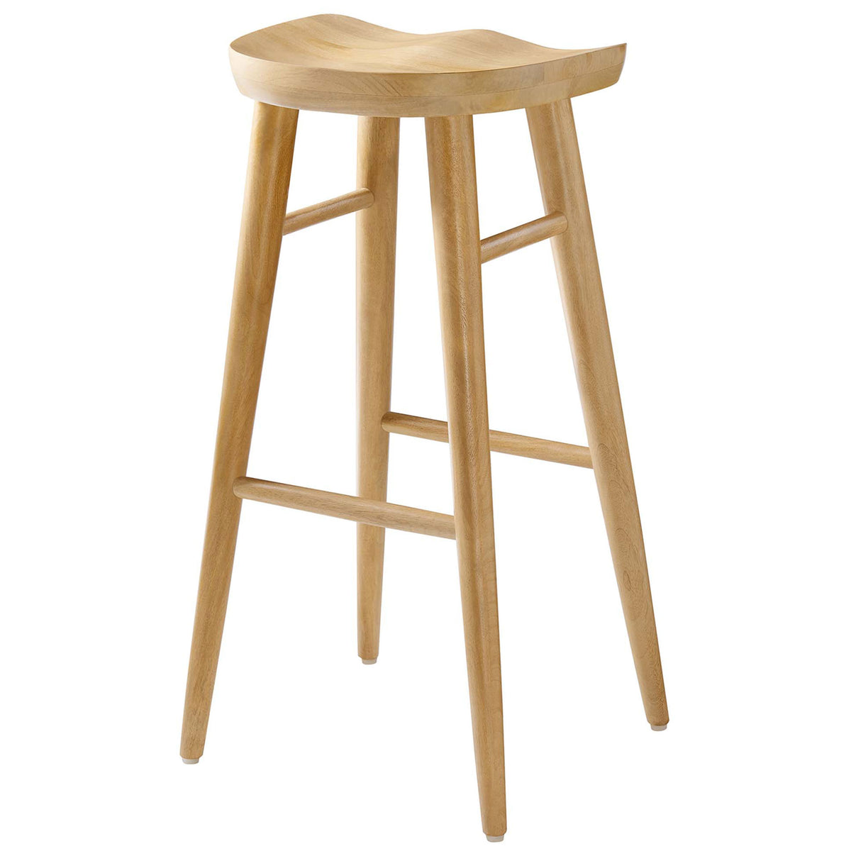 Natural oak bar stool with rounded edges and sturdy framework || EEI-6740-OAK || front_angle_studio