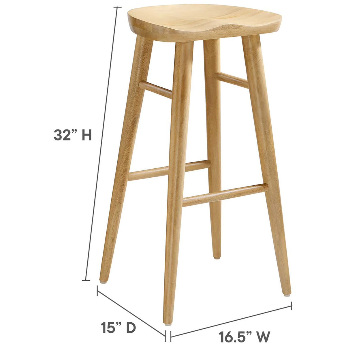 Bar stool dimensions displayed for easy planning and fit || EEI-6740-OAK || dimension_studio