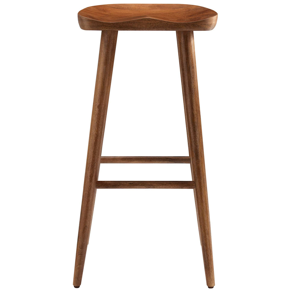 Bar-height stool with a contoured saddle seat, slim tapered legs, and clean lines || EEI-6740-WAL || front_studio