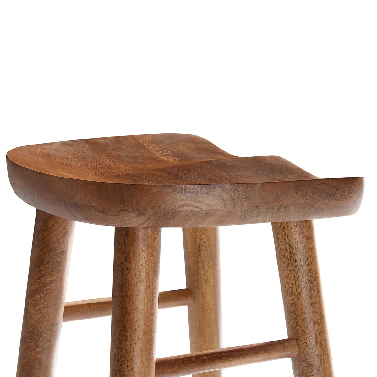 Saddle seat showcases flowing curves, rounded edges, and a warm walnut finish || EEI-6740-WAL || detail_studio