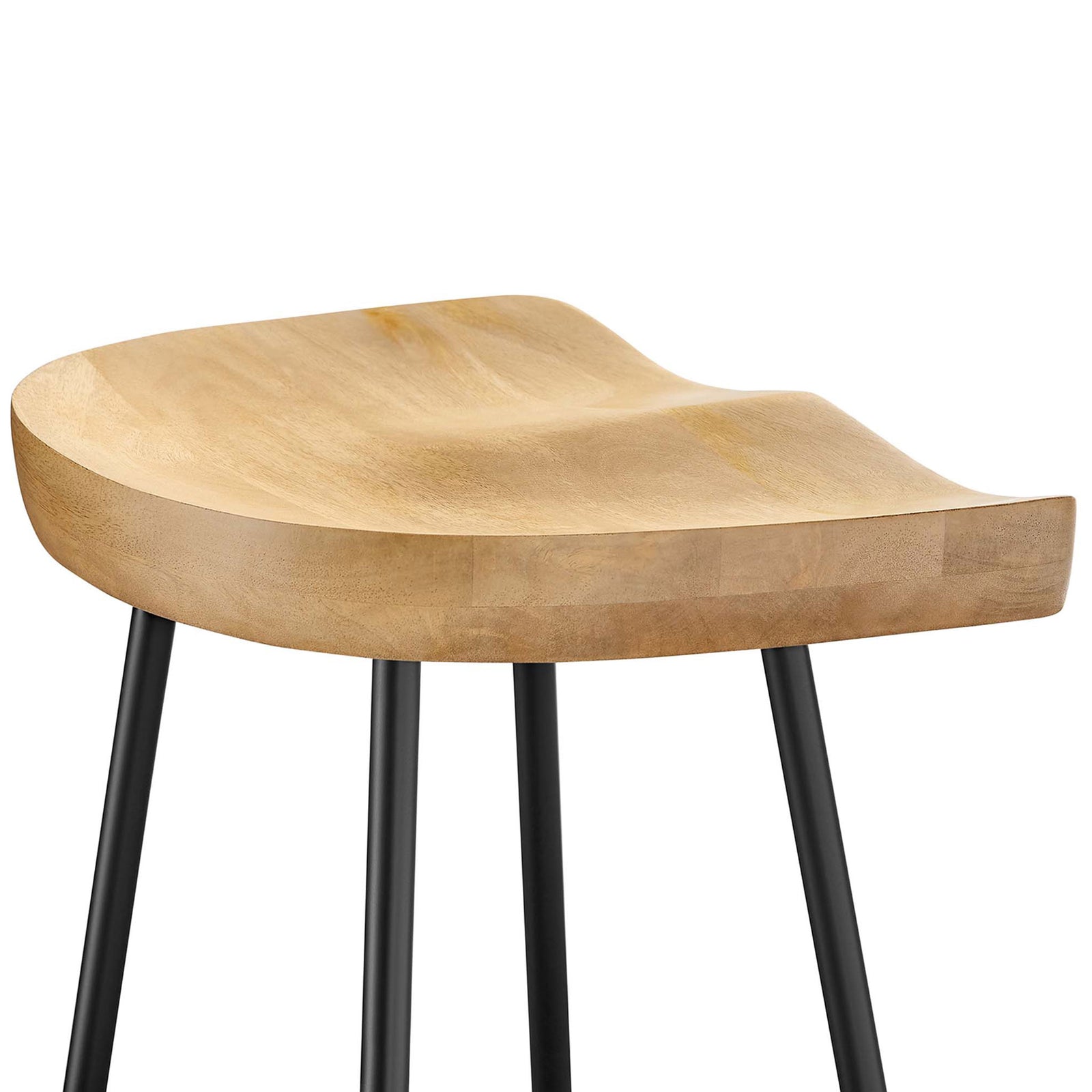 Contoured wood seat reveals smooth grain and supportive front edge || EEI-6742-OAK || detail_studio