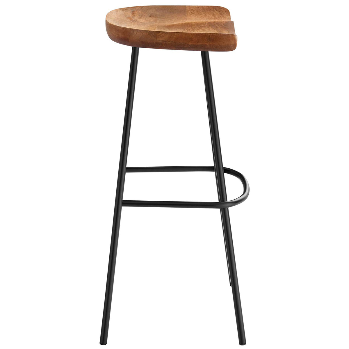 Tall, slender legs and a low saddle seat create a clean, modern bar stool silhouette || EEI-6742-WAL || side_studio