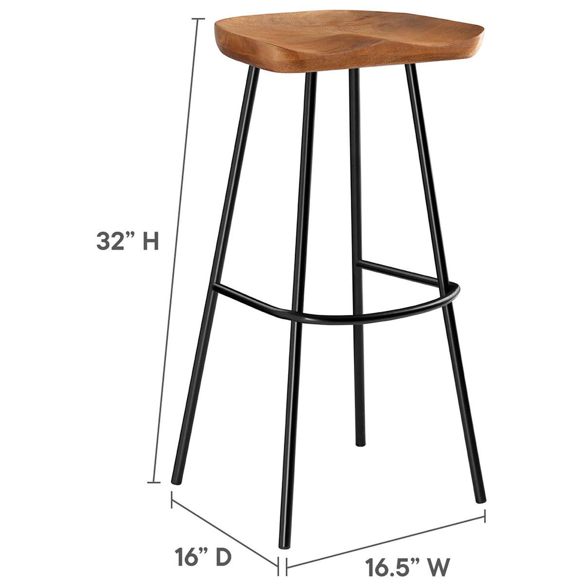 Bar stool dimensions ensure comfortable seating at high counters and home bars || EEI-6742-WAL || dimension_studio